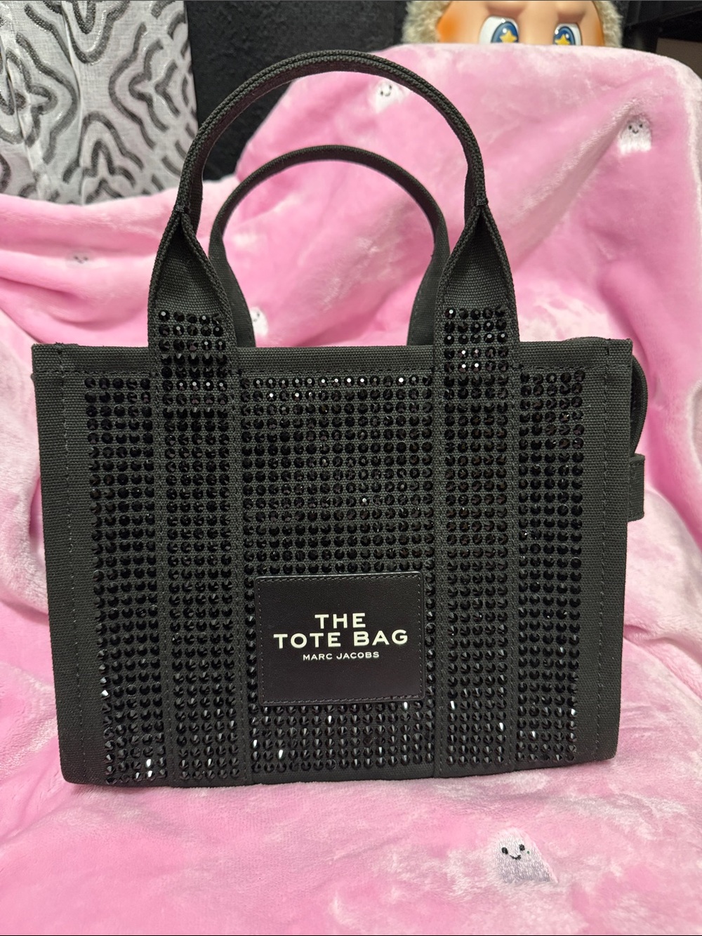 Marc Jacobs Small Black Crystal-Embellished The Tote Bag